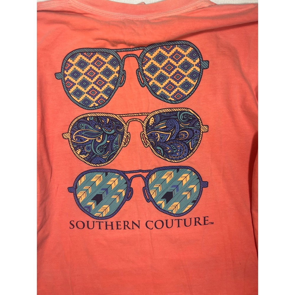 Southern Couture Sunglasses Graphic T-Shirt Comfort Colors Coral Pink XL
